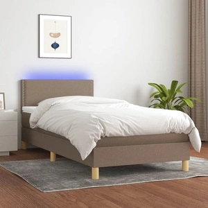 Боксспринг легло с матрак и LED, таупе, 100x200 см, плат