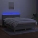 Боксспринг легло с матрак и LED, светлосиво, 140x200 см, плат