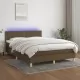 Боксспринг легло с матрак и LED, тъмнокафяво, 140x200 см, плат