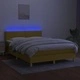 Боксспринг легло с матрак и LED, зелено, 140x200 см, плат