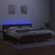 Боксспринг легло с матрак и LED, тъмнокафява, 200x200 см, плат