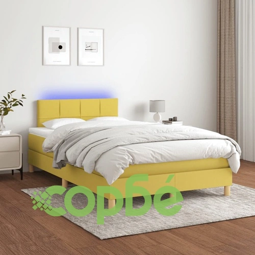 Боксспринг легло с матрак и LED, зелено, 120x200 см, плат ➤ топ цена ➤ sorbe.bg