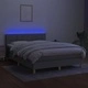 Боксспринг легло с матрак и LED, светлосиво, 140x200 см, плат