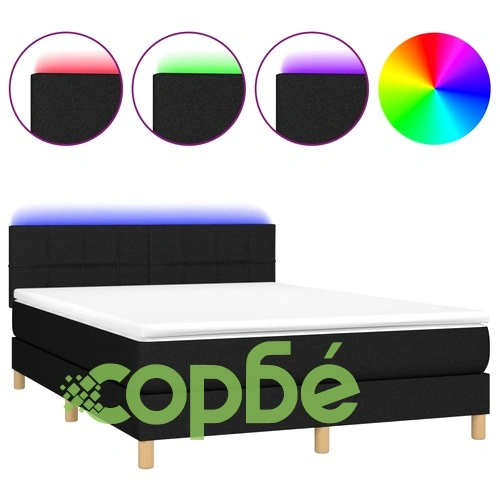 Боксспринг легло с матрак и LED, черно, 140x200 см, плат ➤ топ цена ➤ sorbe.bg