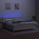 Боксспринг легло с матрак и LED, кремаво, 180x200 см, плат
