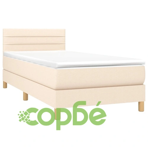 Боксспринг легло с матрак и LED, кремава, 90x190 см, плат ➤ топ цена ➤ sorbe.bg