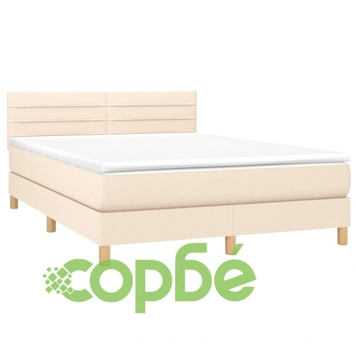 Боксспринг легло с матрак и LED, кремаво, 140x200 см, плат ➤ топ цена ➤ sorbe.bg