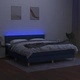 Боксспринг легло с матрак и LED, синьо, 160x200 см, плат