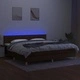 Боксспринг легло с матрак и LED, тъмнокафява, 200x200 см, плат