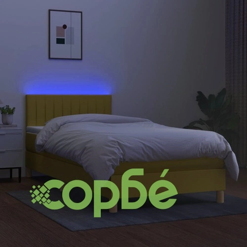 Боксспринг легло с матрак и LED, зелена, 90x190 см, плат ➤ топ цена ➤ sorbe.bg