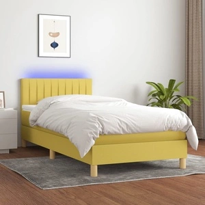 Боксспринг легло с матрак и LED, зелена, 90x190 см, плат