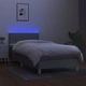 Боксспринг легло с матрак и LED, светлосиво, 90x200 см, плат