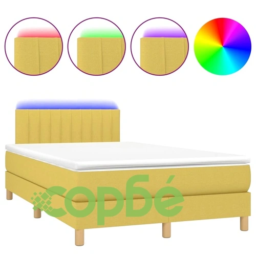 Боксспринг легло с матрак и LED, зелено, 120x200 см, плат ➤ топ цена ➤ sorbe.bg