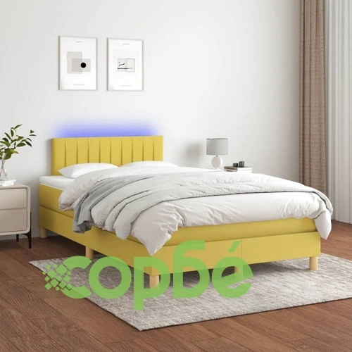 Боксспринг легло с матрак и LED, зелено, 120x200 см, плат ➤ топ цена ➤ sorbe.bg