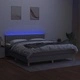 Боксспринг легло с матрак и LED, светлосиво, 160x200 см, плат