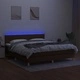 Боксспринг легло с матрак и LED, тъмнокафяво, 180x200 см, плат