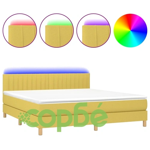 Боксспринг легло с матрак и LED, зелено, 180x200 см, плат ➤ топ цена ➤ sorbe.bg