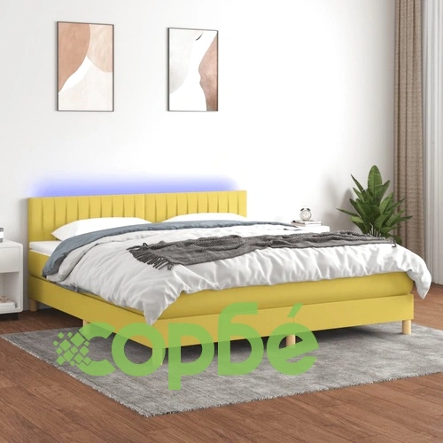 Боксспринг легло с матрак и LED, зелено, 180x200 см, плат ➤ топ цена ➤ sorbe.bg