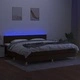 Боксспринг легло с матрак и LED, тъмнокафява, 200x200 см, плат