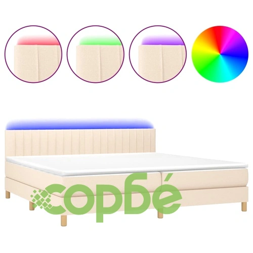 Боксспринг легло с матрак и LED, тъмносиво, 80x200 см, плат ➤ топ цена ➤ sorbe.bg