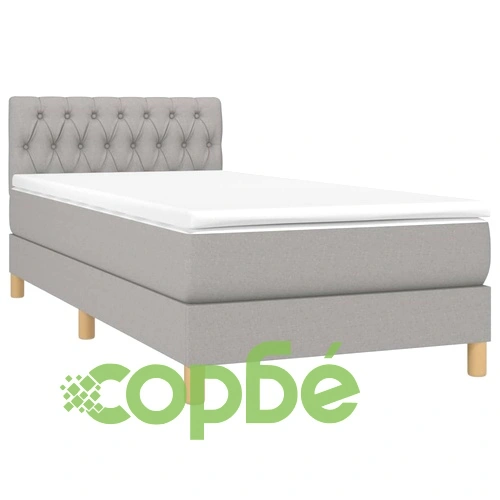 Боксспринг легло с матрак и LED, светлосиво, 100x200 см, плат ➤ топ цена ➤ sorbe.bg