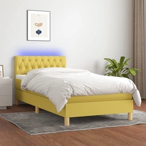 Боксспринг легло с матрак и LED, зелено, 100x200 см, плат