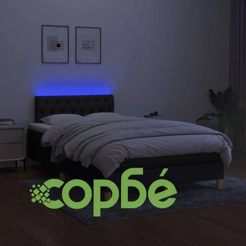 Боксспринг легло с матрак и LED, черно, 120x200 см, плат ➤ топ цена ➤ sorbe.bg