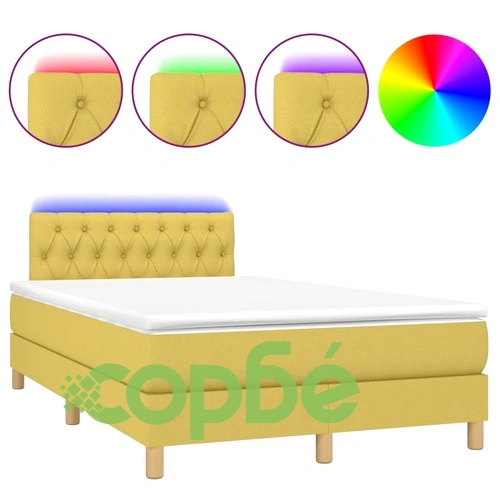 Боксспринг легло с матрак и LED, зелено, 120x200 см, плат ➤ топ цена ➤ sorbe.bg