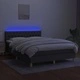 Боксспринг легло с матрак и LED, тъмносиво, 140x200 см, плат