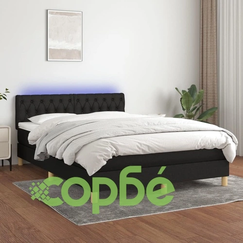 Боксспринг легло с матрак и LED, черно, 140x200 см, плат ➤ топ цена ➤ sorbe.bg