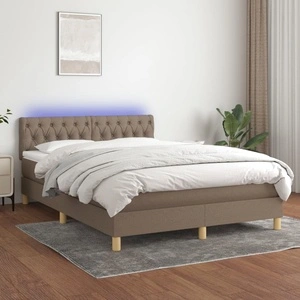 Боксспринг легло с матрак и LED, таупе, 140x200 см, плат