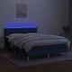 Боксспринг легло с матрак и LED, синьо, 140x200 см, плат
