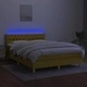 Боксспринг легло с матрак и LED, зелено, 140x200 см, плат