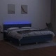 Боксспринг легло с матрак и LED, синьо, 160x200 см, плат
