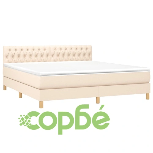 Боксспринг легло с матрак и LED, кремаво, 180x200 см, плат ➤ топ цена ➤ sorbe.bg