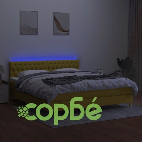 Боксспринг легло с матрак и LED, зелено, 180x200 см, плат ➤ топ цена ➤ sorbe.bg