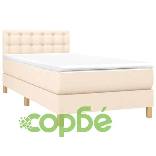 Боксспринг легло с матрак и LED, кремава, 90x190 см, плат ➤ топ цена ➤ sorbe.bg