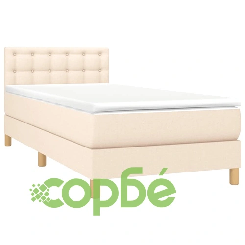 Боксспринг легло с матрак и LED, кремава, 90x200 см, плат ➤ топ цена ➤ sorbe.bg