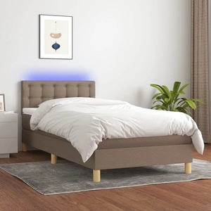 Боксспринг легло с матрак и LED, таупе, 100x200 см, плат