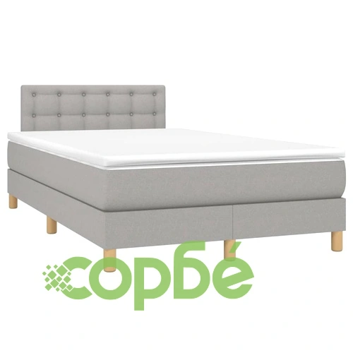 Боксспринг легло с матрак и LED, светлосиво, 120x200 см, плат ➤ топ цена ➤ sorbe.bg