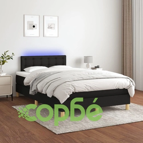 Боксспринг легло с матрак и LED, черно, 120x200 см, плат ➤ топ цена ➤ sorbe.bg
