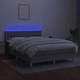 Боксспринг легло с матрак и LED, светлосиво, 140x200 см, плат