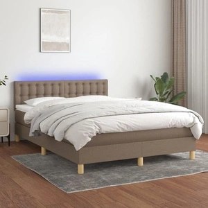 Боксспринг легло с матрак и LED, таупе, 140x200 см, плат