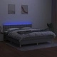 Боксспринг легло с матрак и LED, светлосиво, 160x200 см, плат