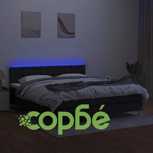Боксспринг легло с матрак и LED, черно, 160x200 см, плат ➤ топ цена ➤ sorbe.bg