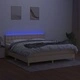 Боксспринг легло с матрак и LED, кремаво, 160x200 см, плат