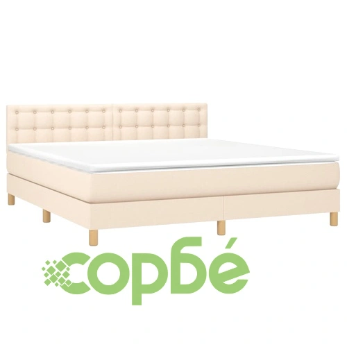 Боксспринг легло с матрак и LED, кремаво, 180x200 см, плат ➤ топ цена ➤ sorbe.bg