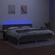 Боксспринг легло с матрак и LED, тъмносиво, 200x200 см, плат