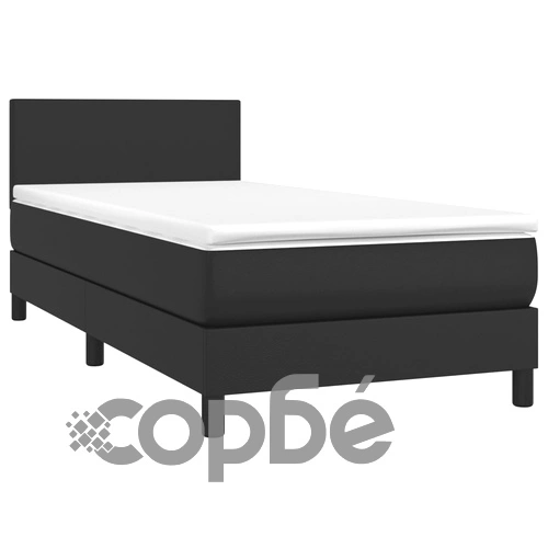 Боксспринг легло с матрак и LED черно 80x200 см изкуствена кожа ➤ топ цена ➤ sorbe.bg