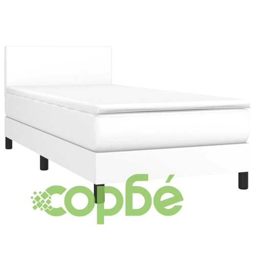 Боксспринг легло с матрак и LED бяло 80x200 см изкуствена кожа ➤ топ цена ➤ sorbe.bg